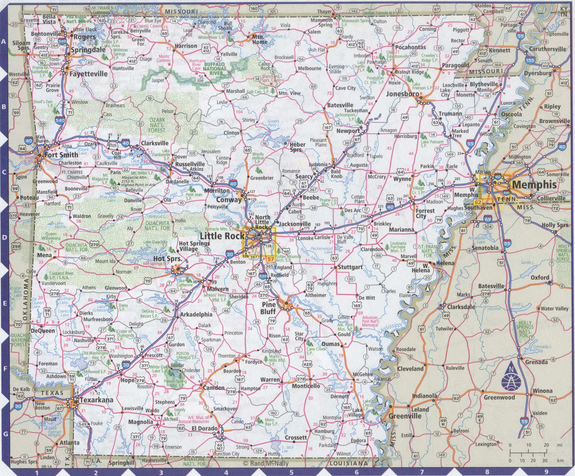 Roads map of Arkansas state