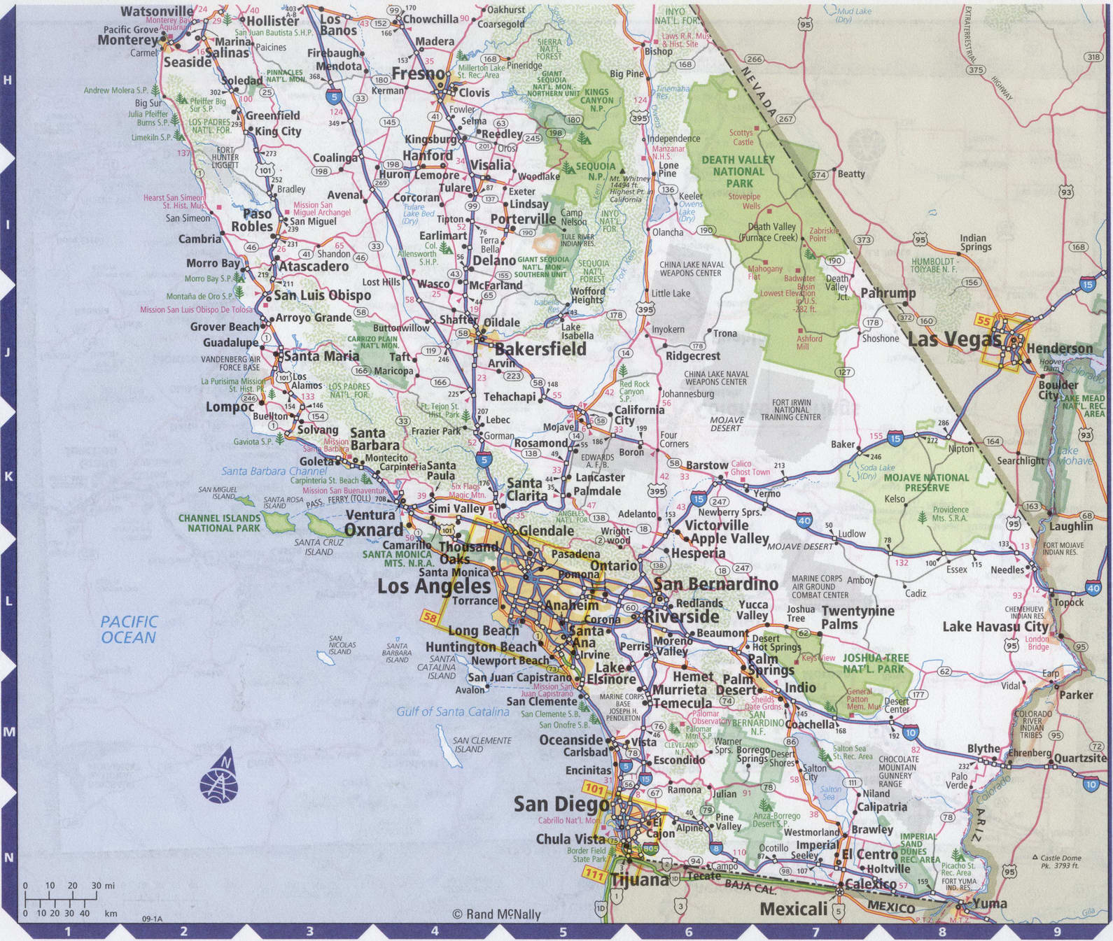 Roads map of South California