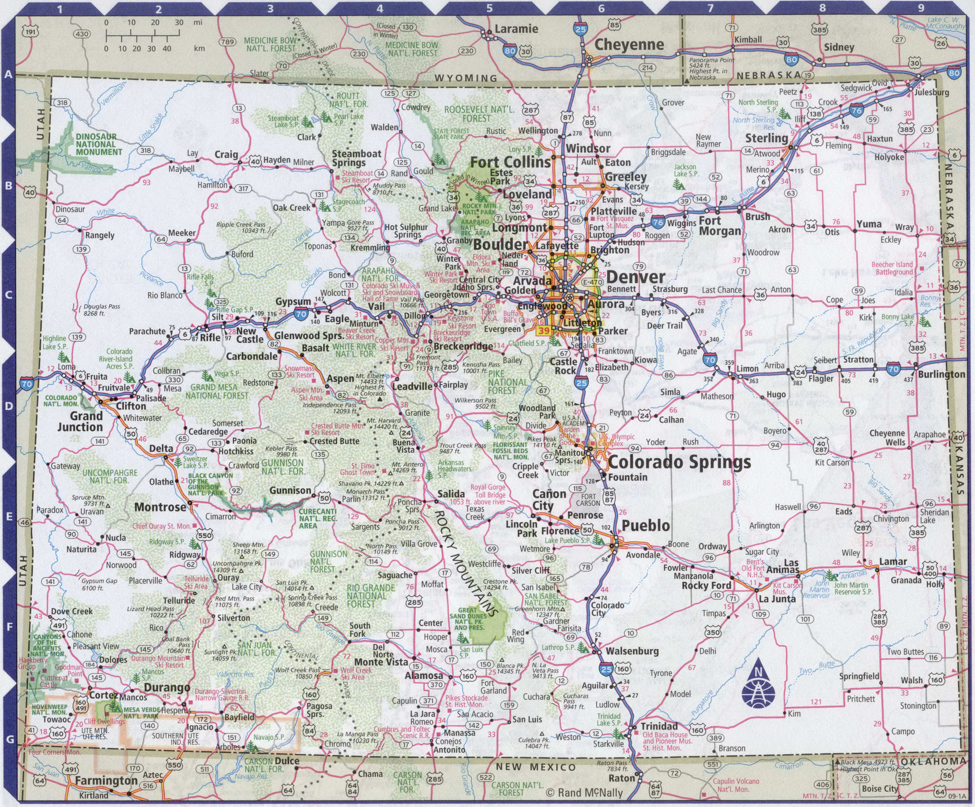 Roads map of Colorado state