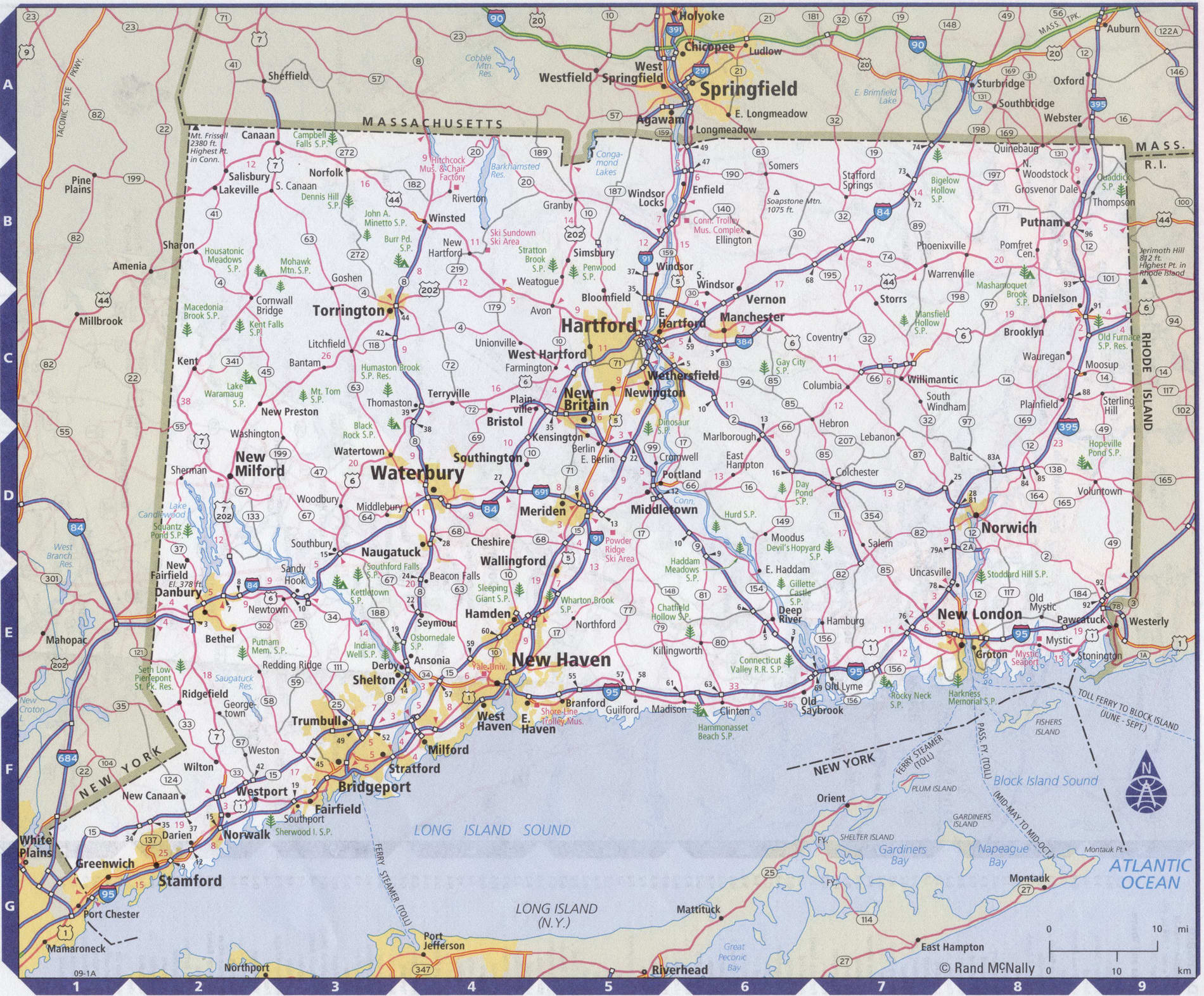 Roads map of Connecticut state
