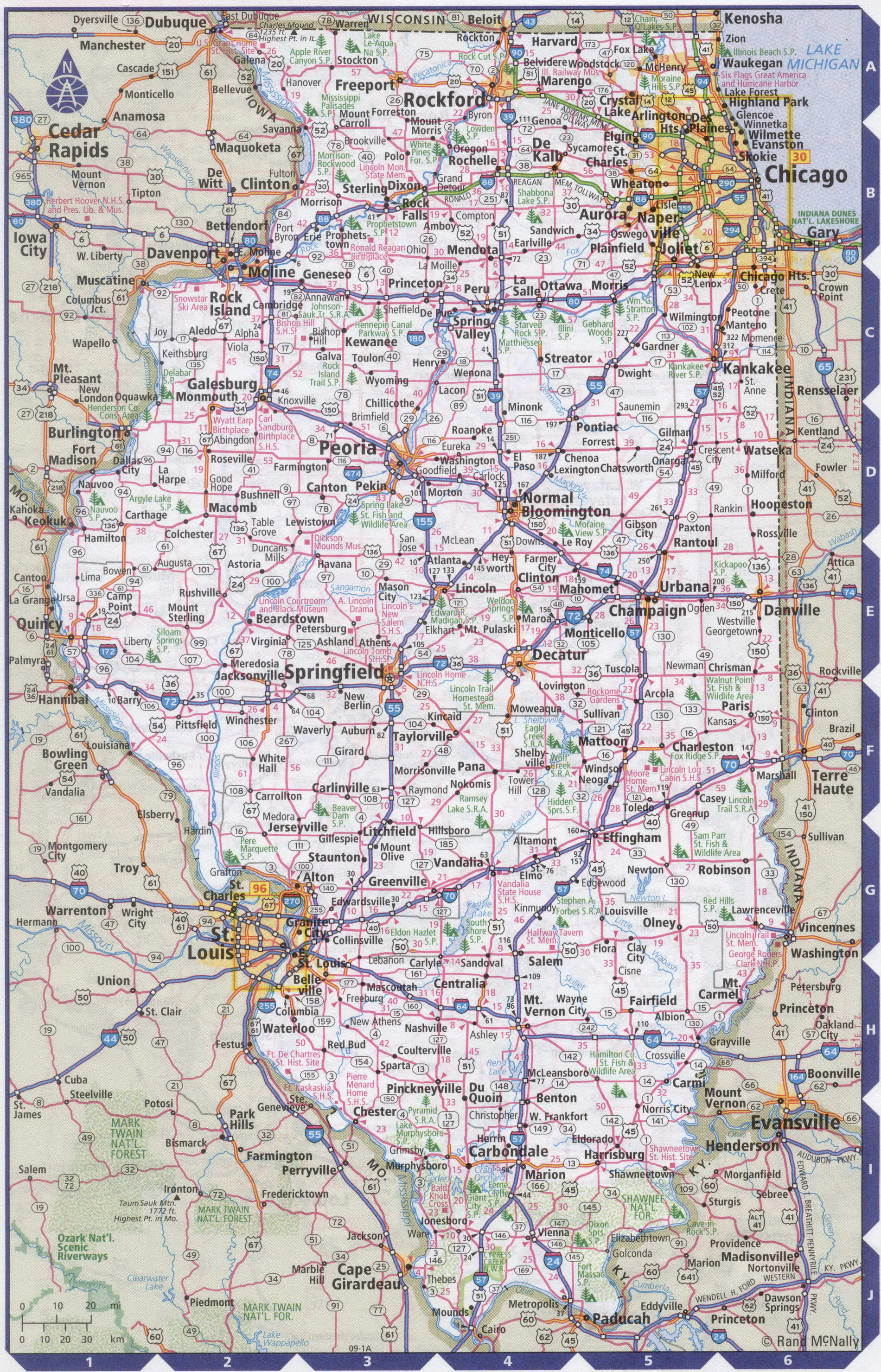 Roads map of Illinois state