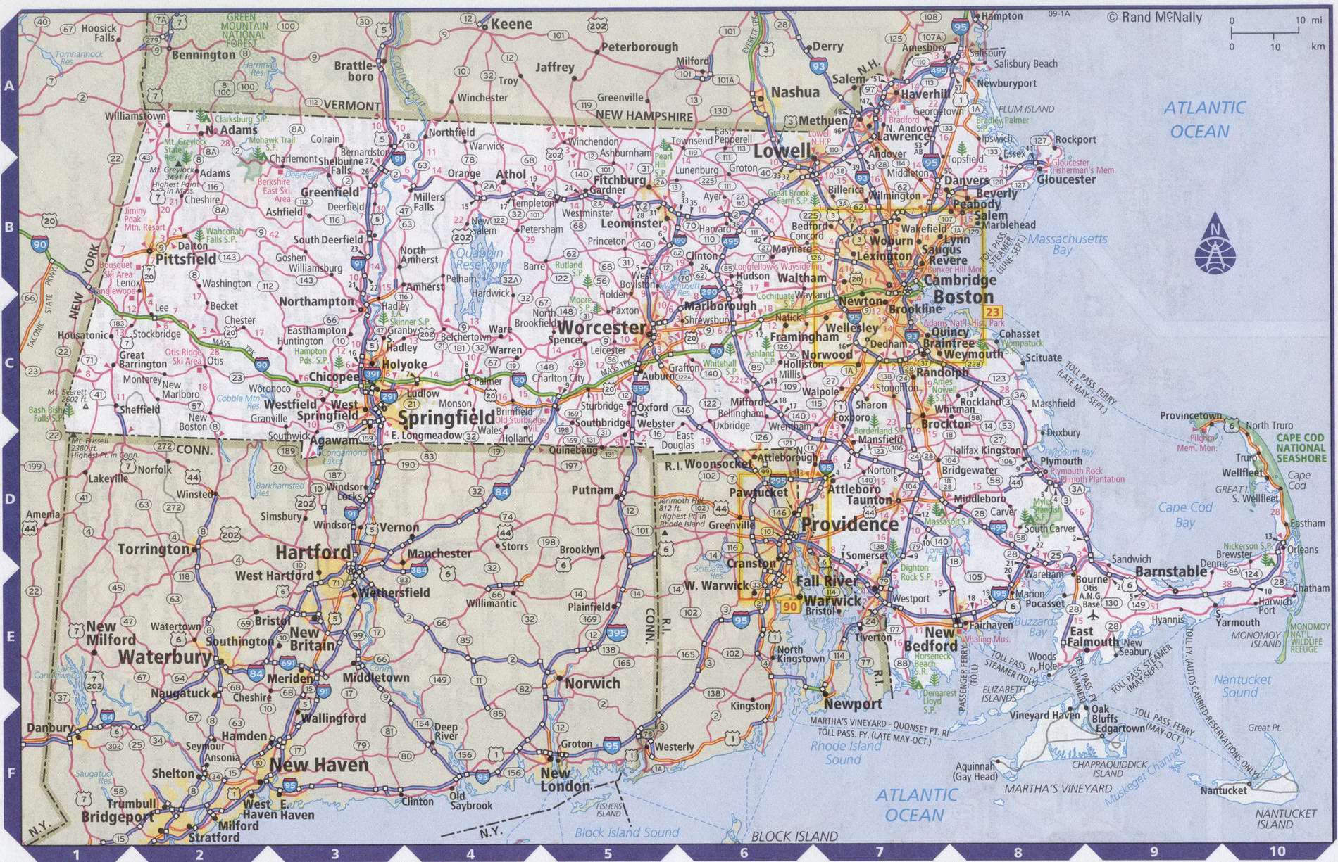 Roads map of Massachusetts state
