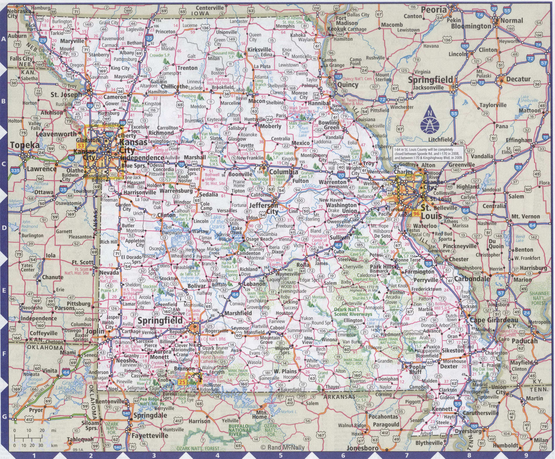 Roads map of Missouri state