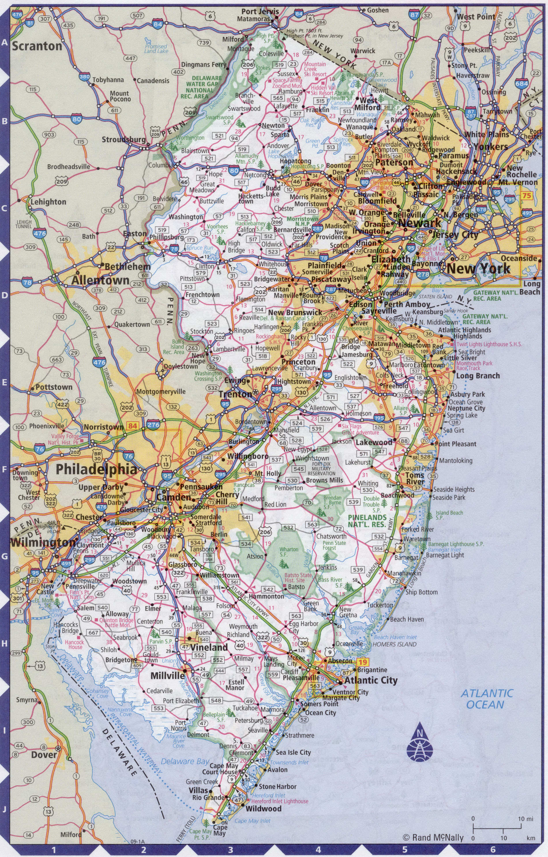 Roads map of New Jersey state