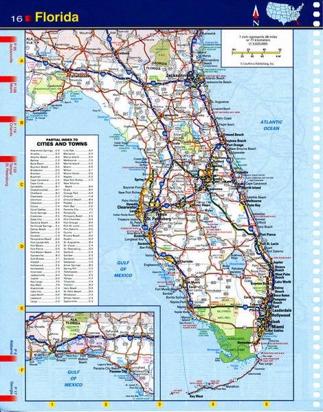 Map of Florida - national parks, reserves, recreation areas