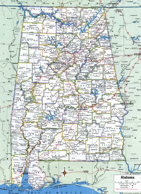 Map of Counties of Alabama state