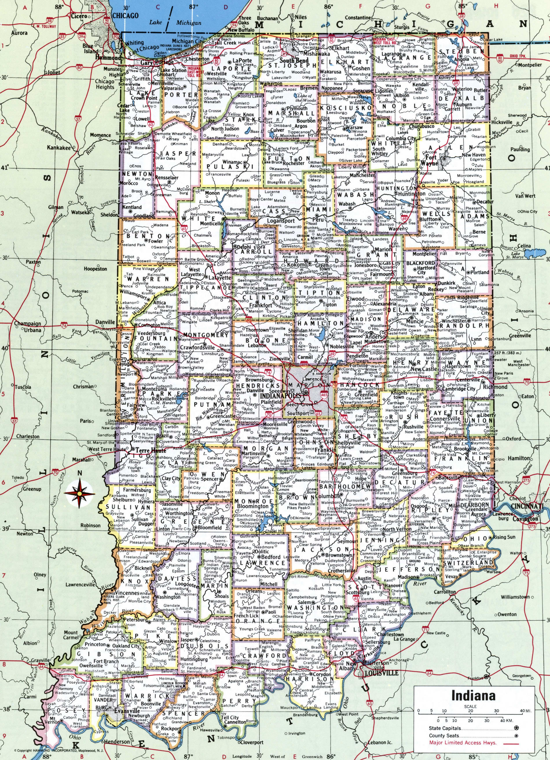 Indiana counties map