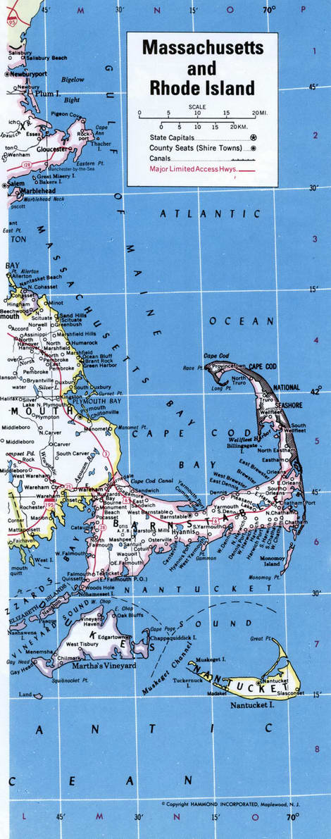 Counties of Massachusetts state - roads map