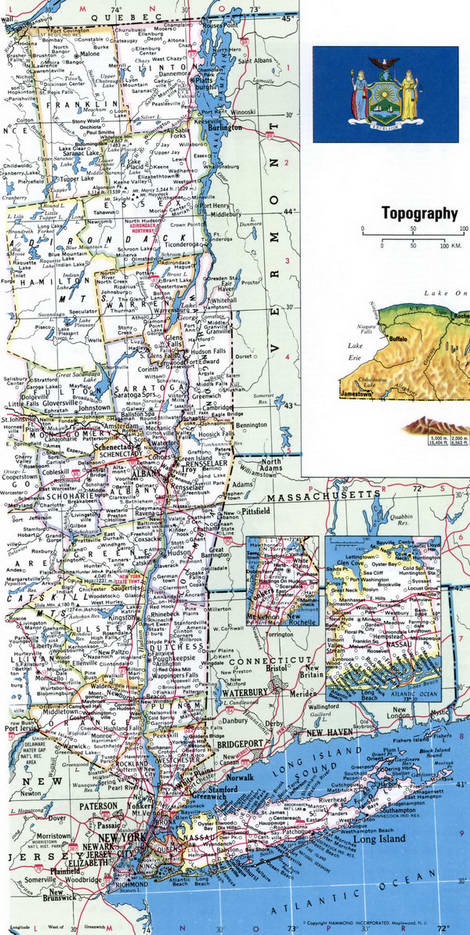 Map of Counties of New York state - eastern path