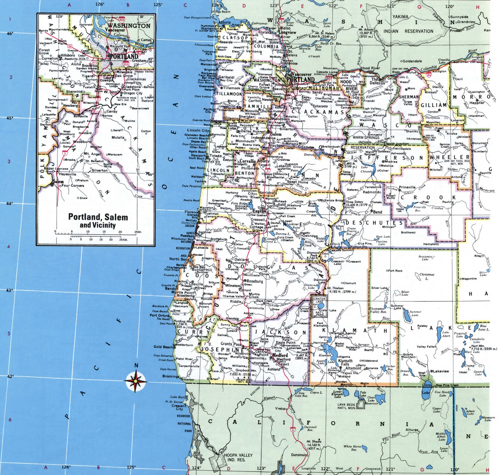 Map County Oregon US
