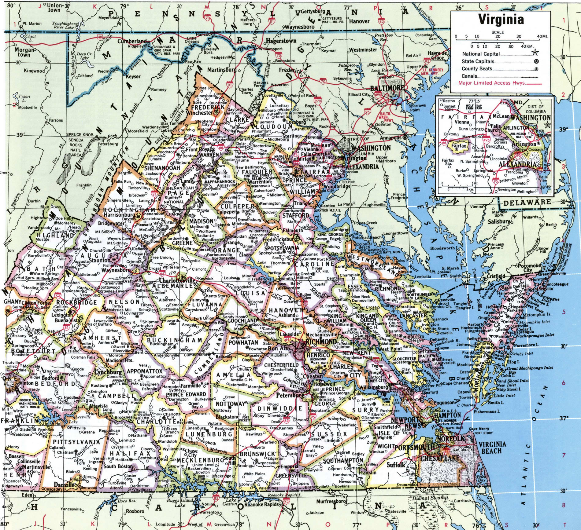 Virginia counties map