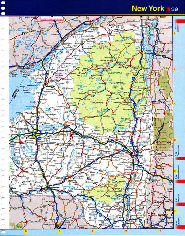 Map of New York state - national parks, reserves, recreation areas, and Indian reservations