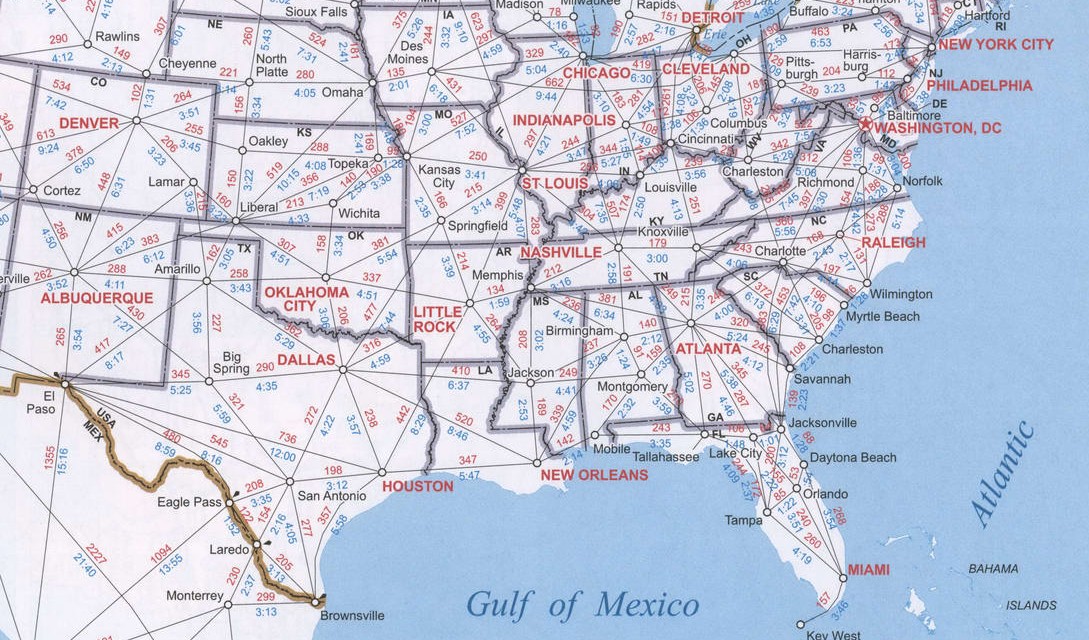 Map of Southern region US