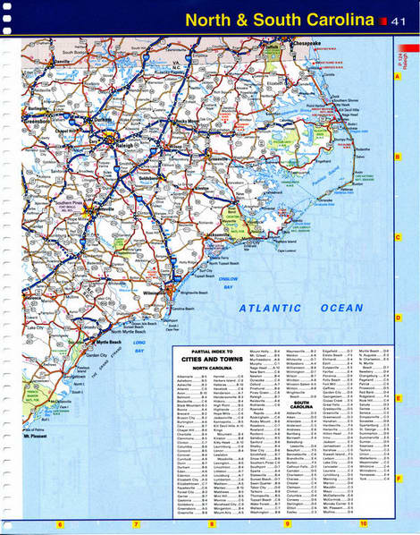 Map of South Carolina - highways, national parks, reserves, recreation areas