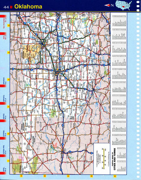 Map of Oklahoma state - national parks, reserves, recreation areas