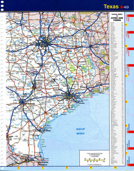 Map of Texas state - highways, national parks, reserves, recreation areas