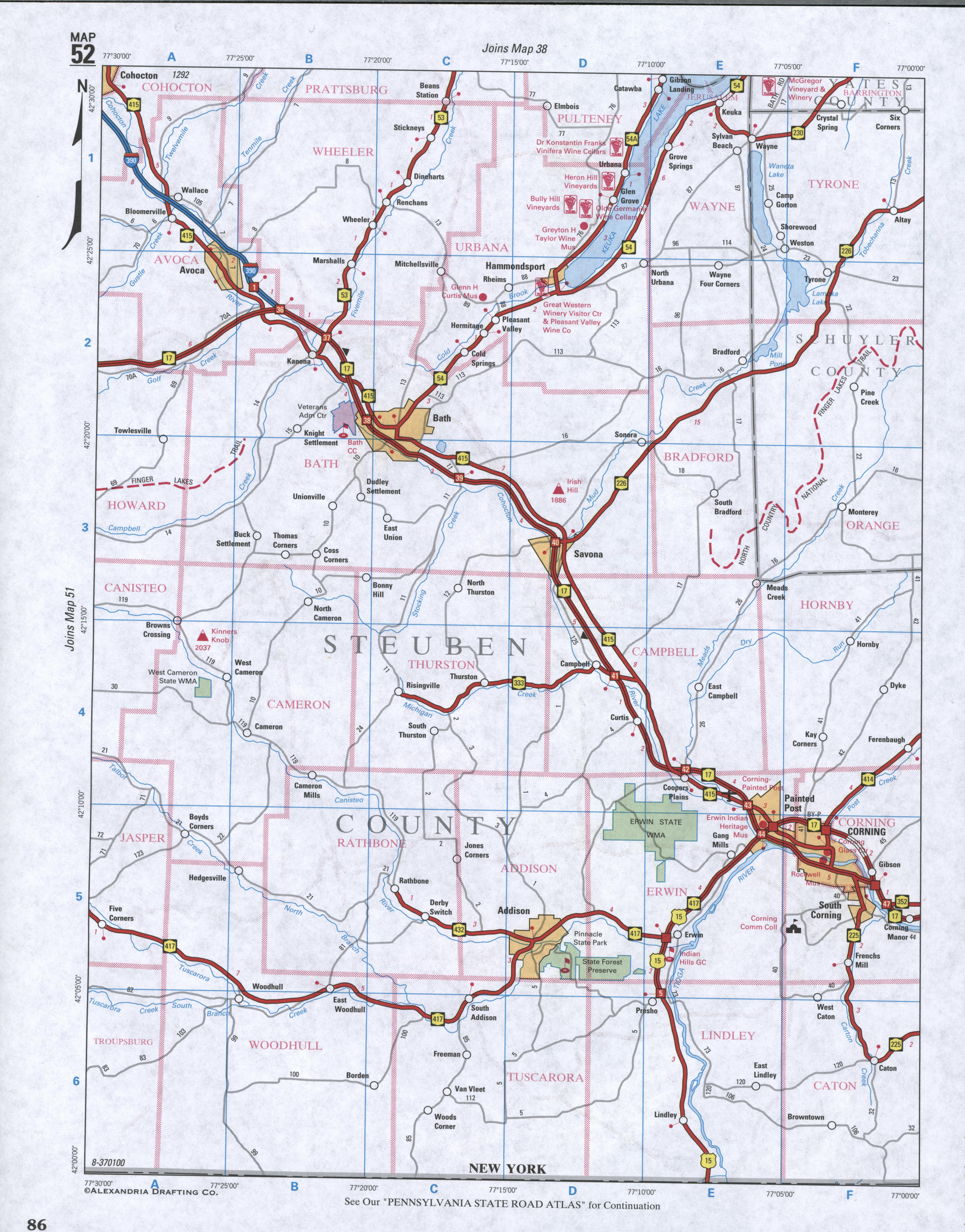 Map of Steuben County, New York state