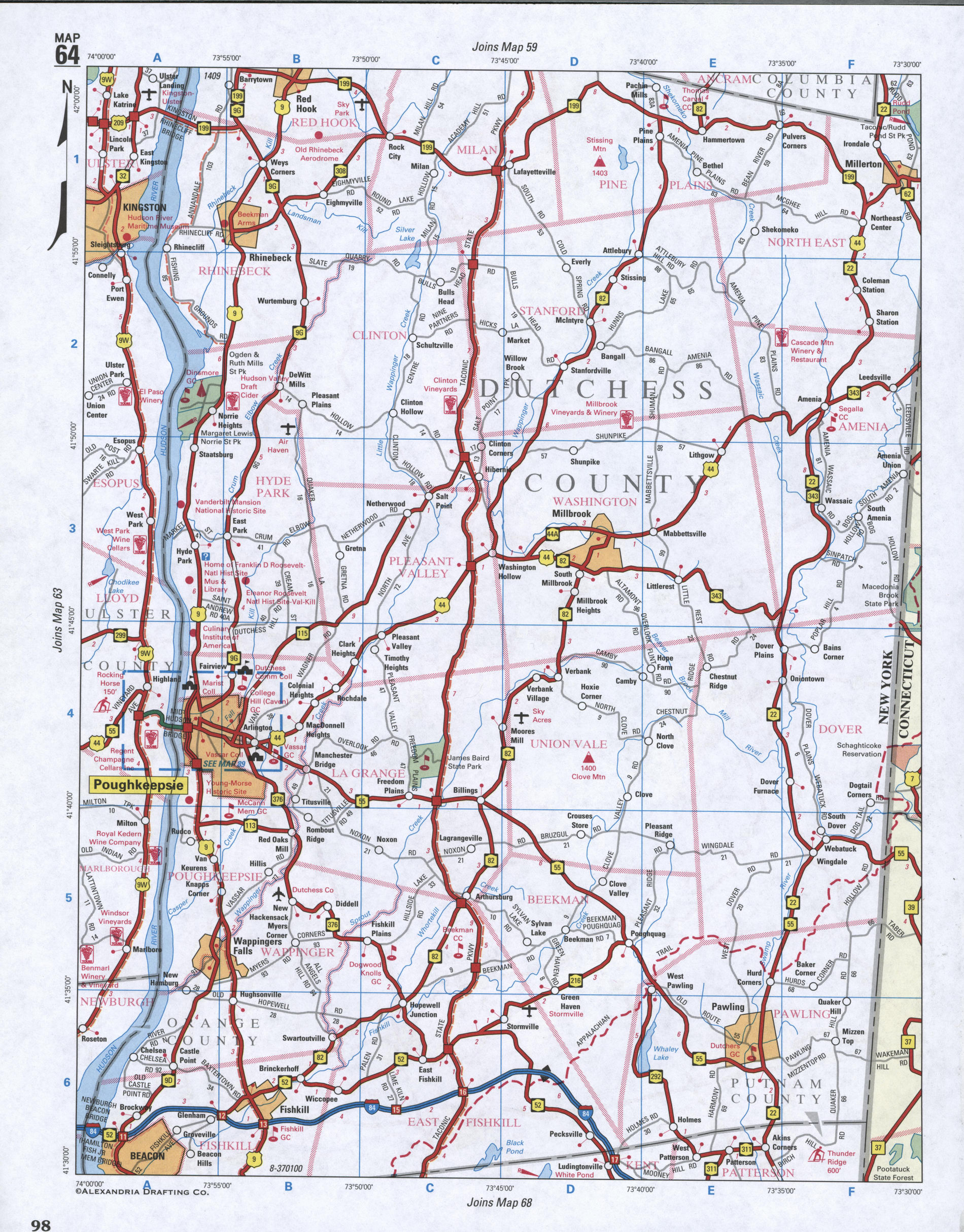 Map of Dutchess County, New York state