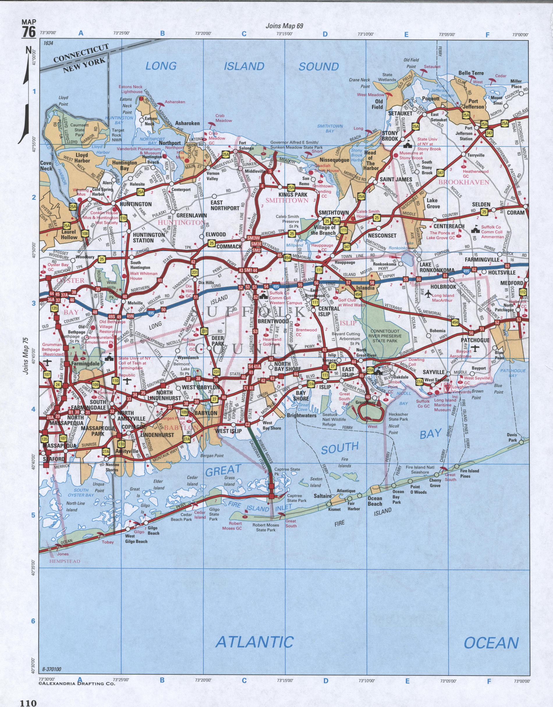 Map of Suffolk County, New York state