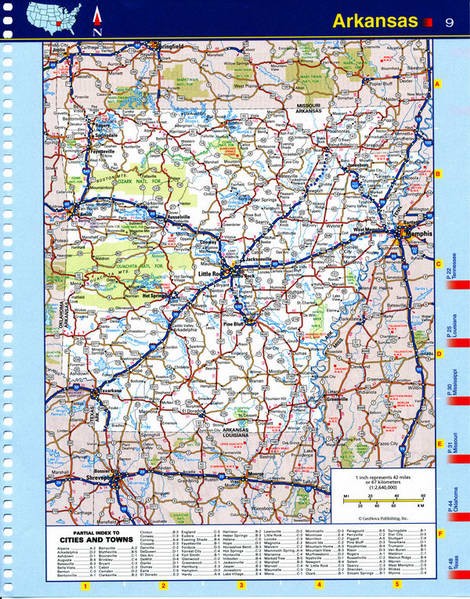 Map of Arkansas state - national parks, reserves, recreation areas