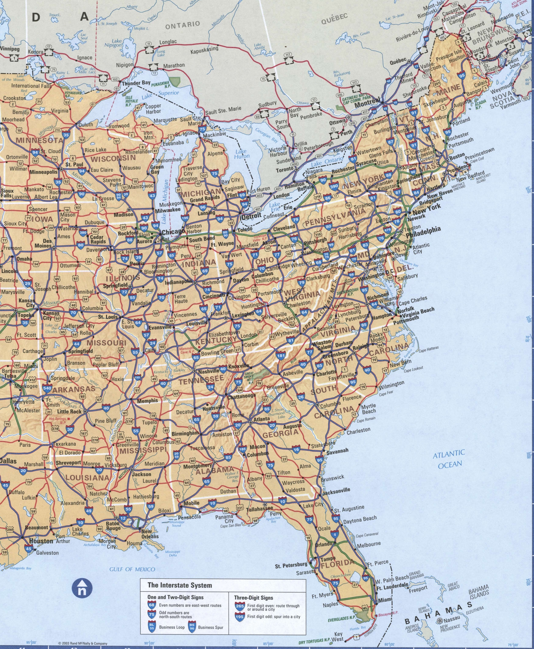 The Eastern United States - detailed map
