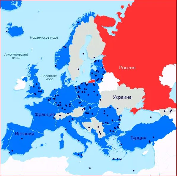 map of us and NATO military bases in Europe