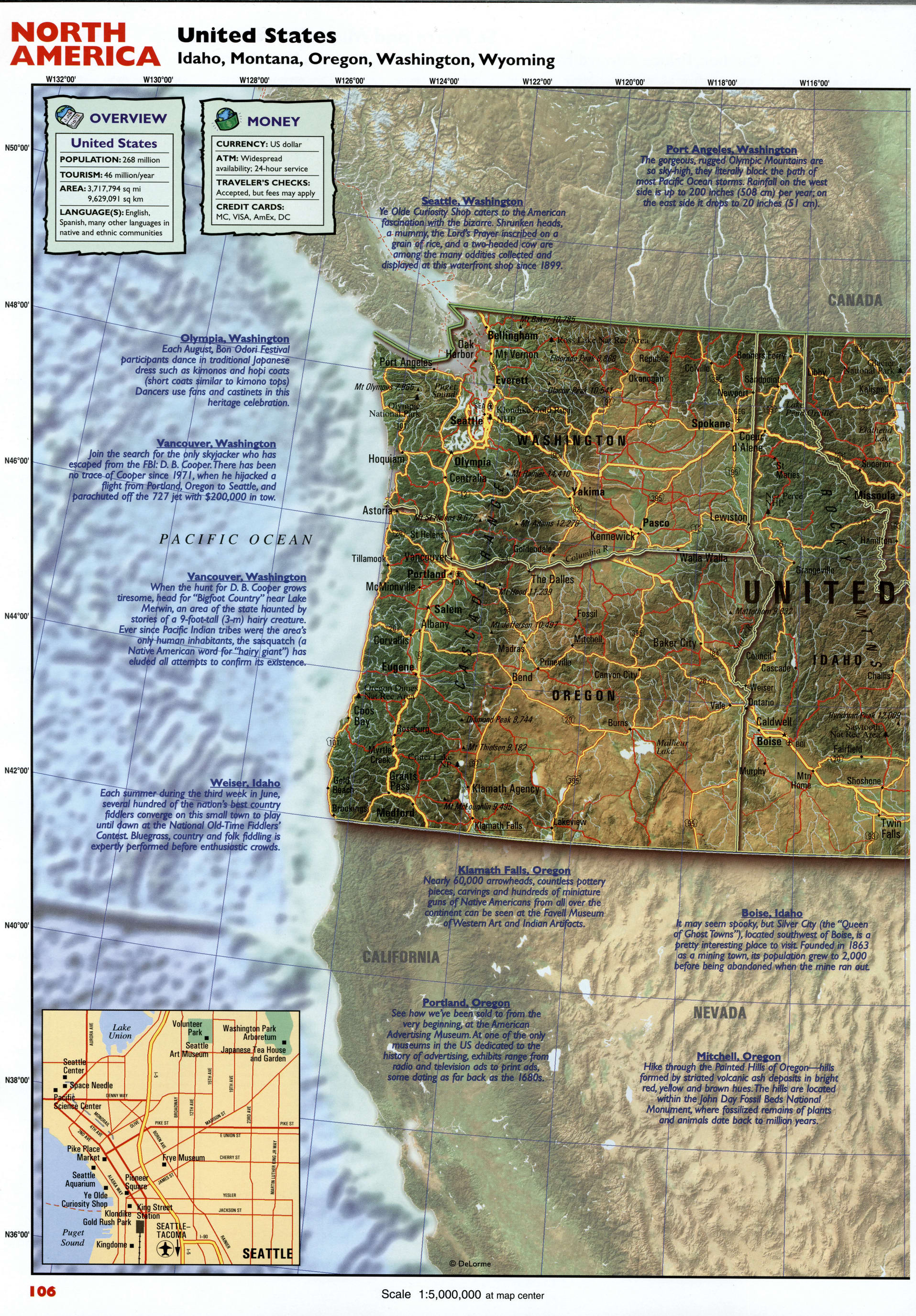 Washington and Oregon map
