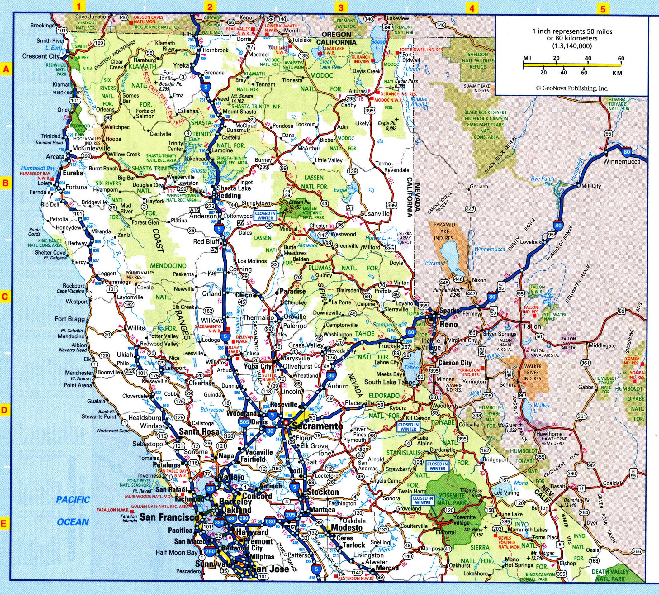 tourist map of northern california