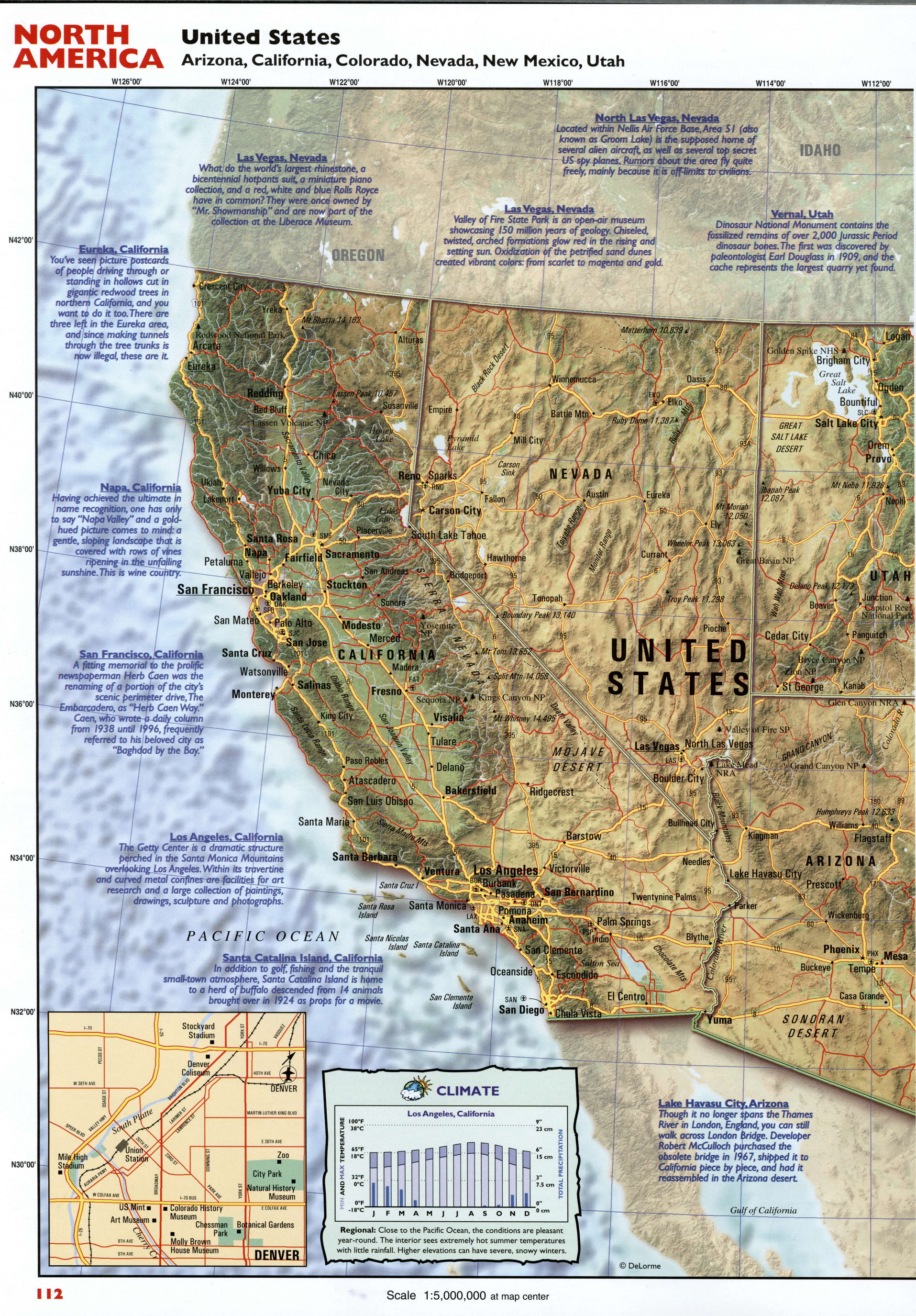California, Nevada, Arizona map
