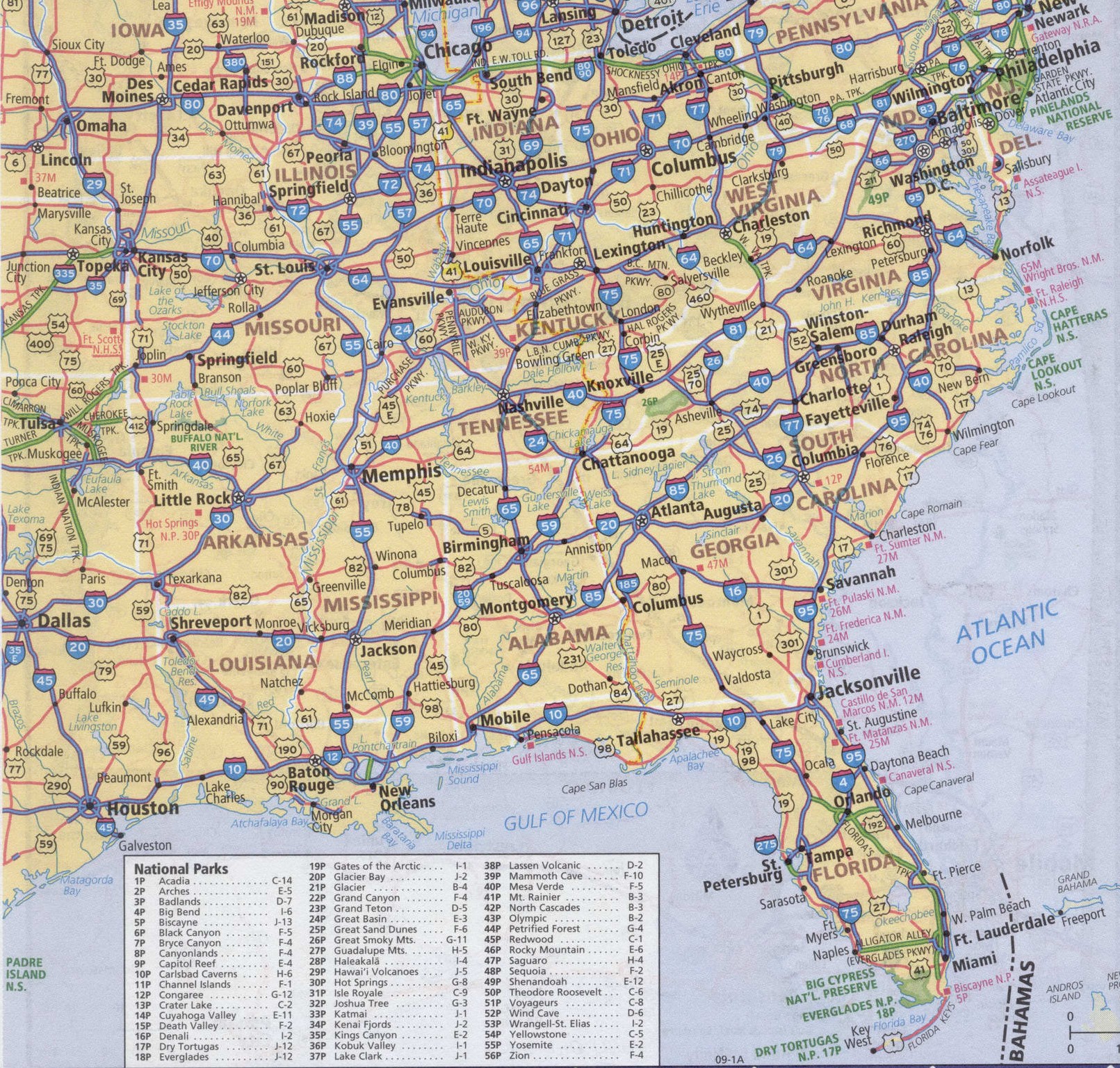 Southeast Usa Map   121 US 4p1u18wv 