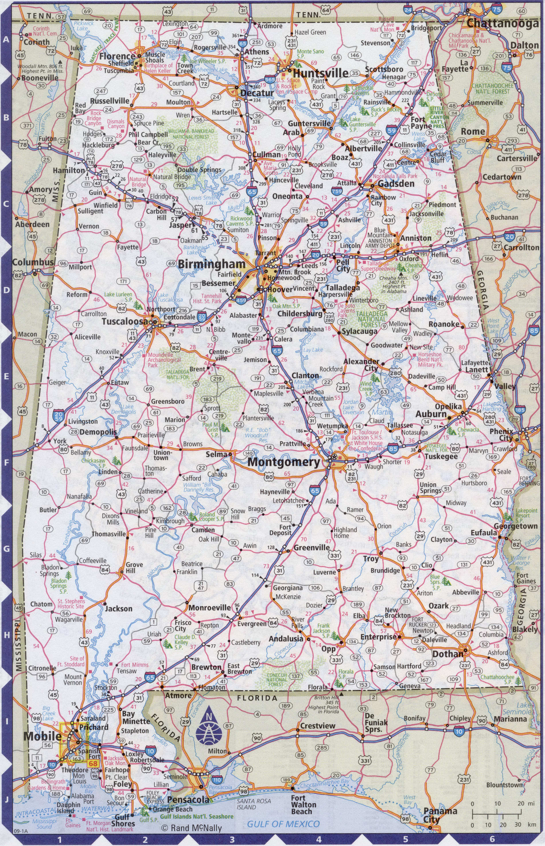 Roads map of Alabama state
