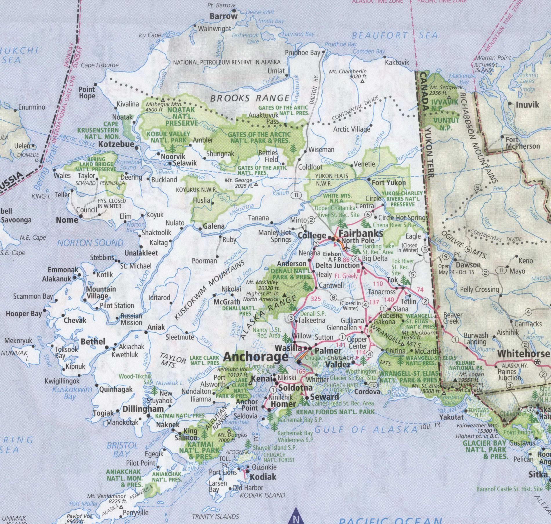 Roads map of Alaska state