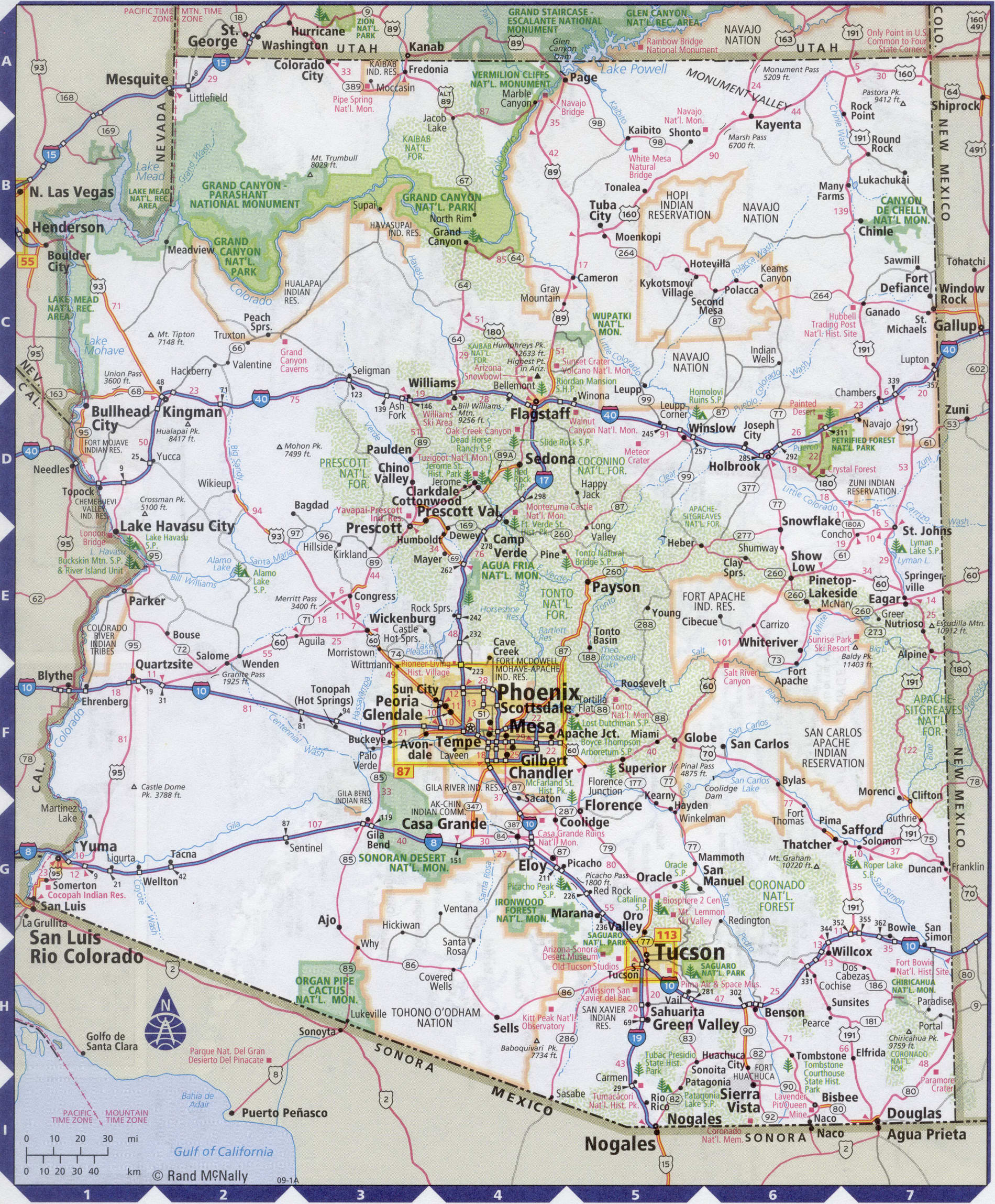 Roads map of Arizona state