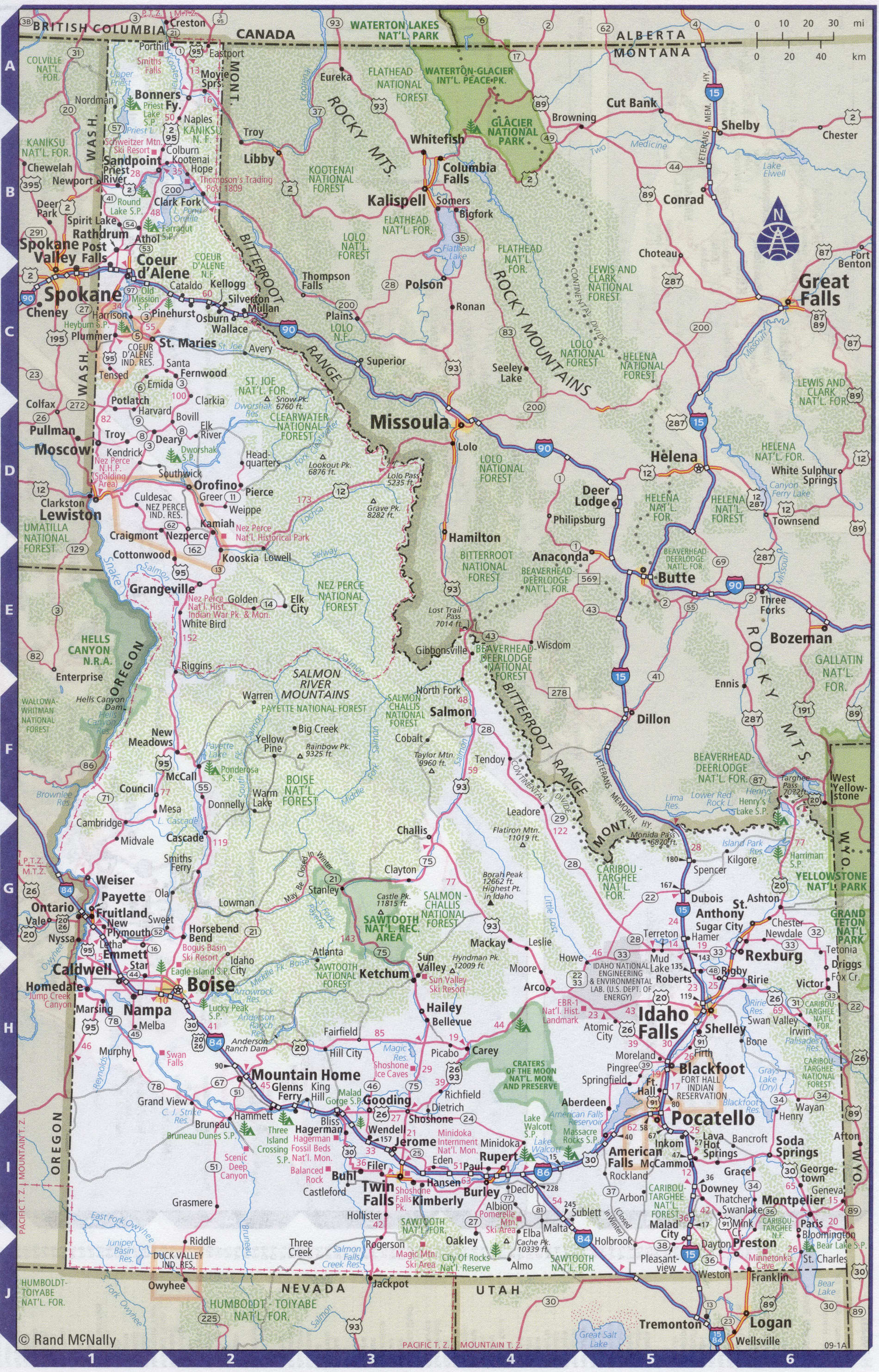Roads map of Idaho state