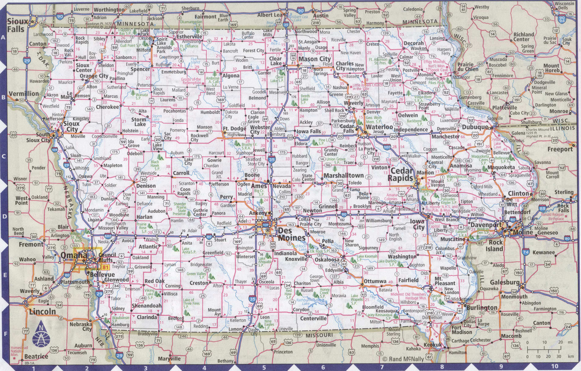 Roads map of Iowa state