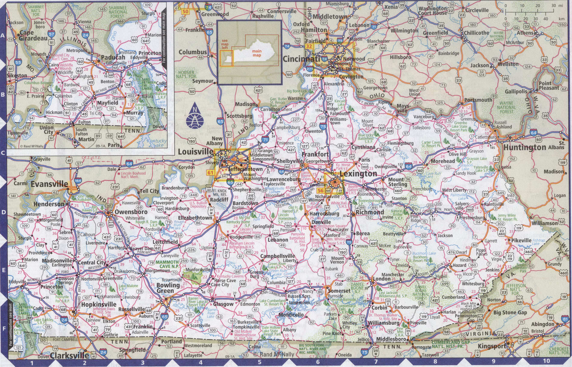 Roads map of Kentucky state