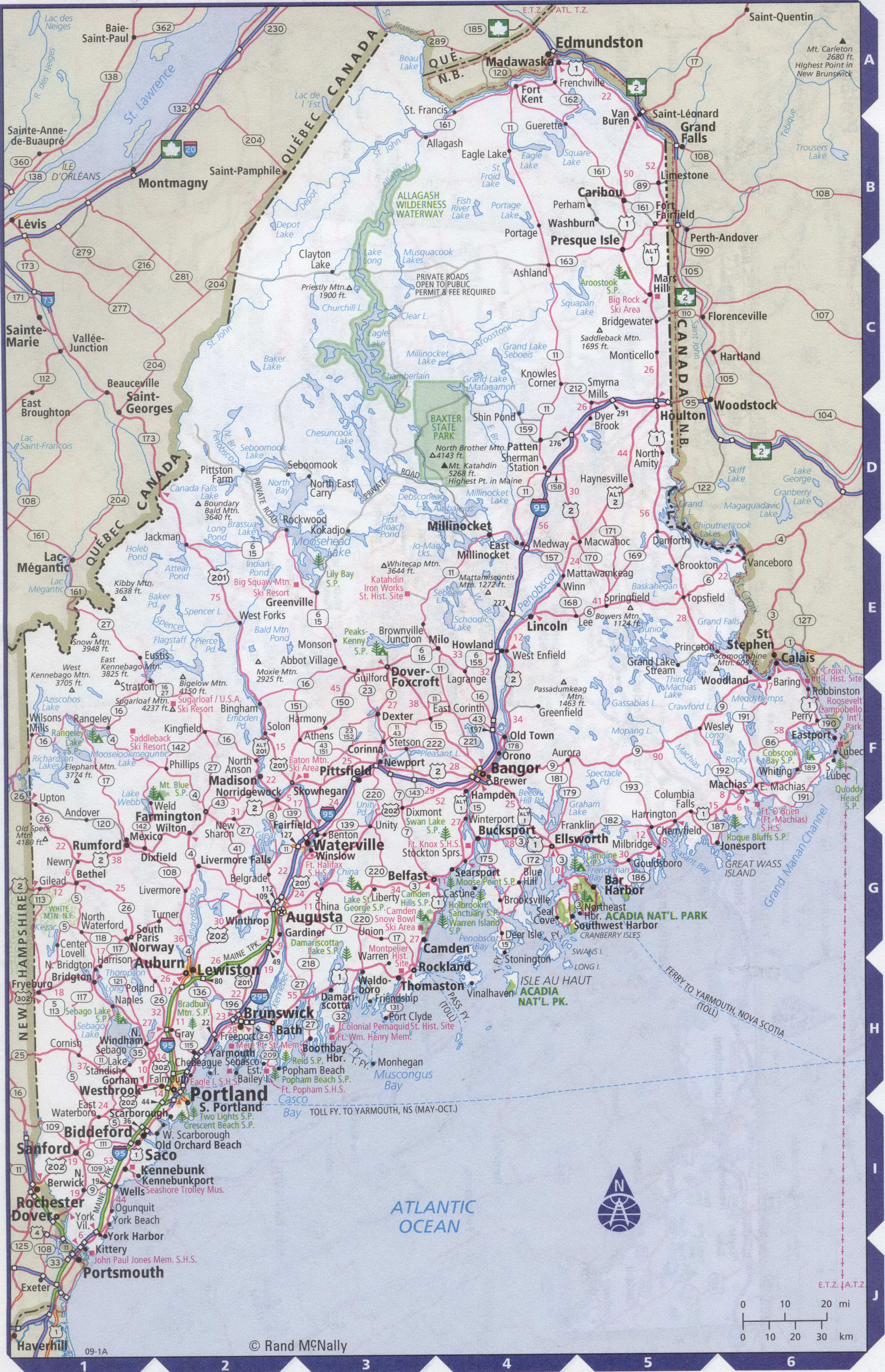 Roads map of Maine state