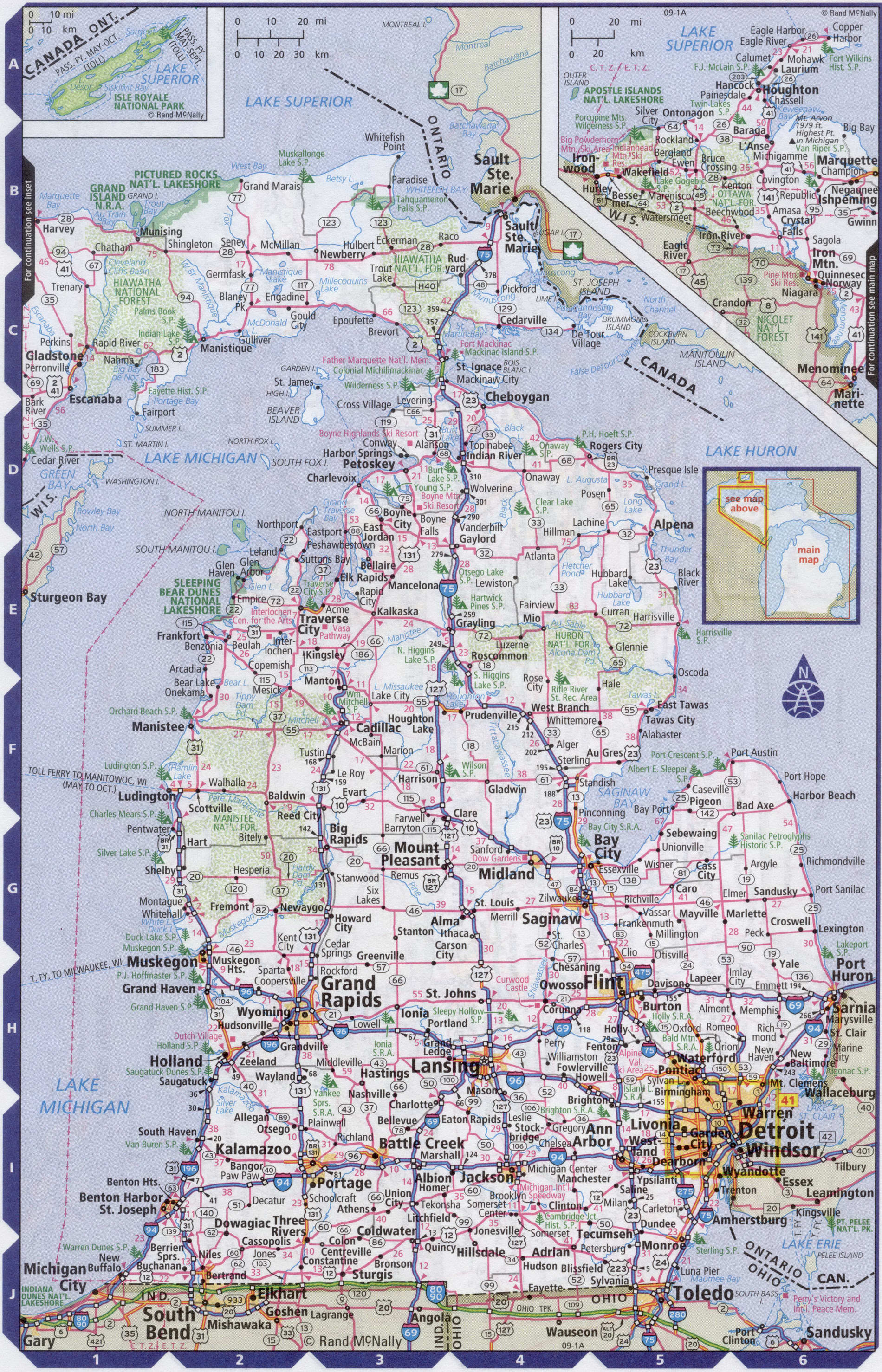 Roads map of Michigan state
