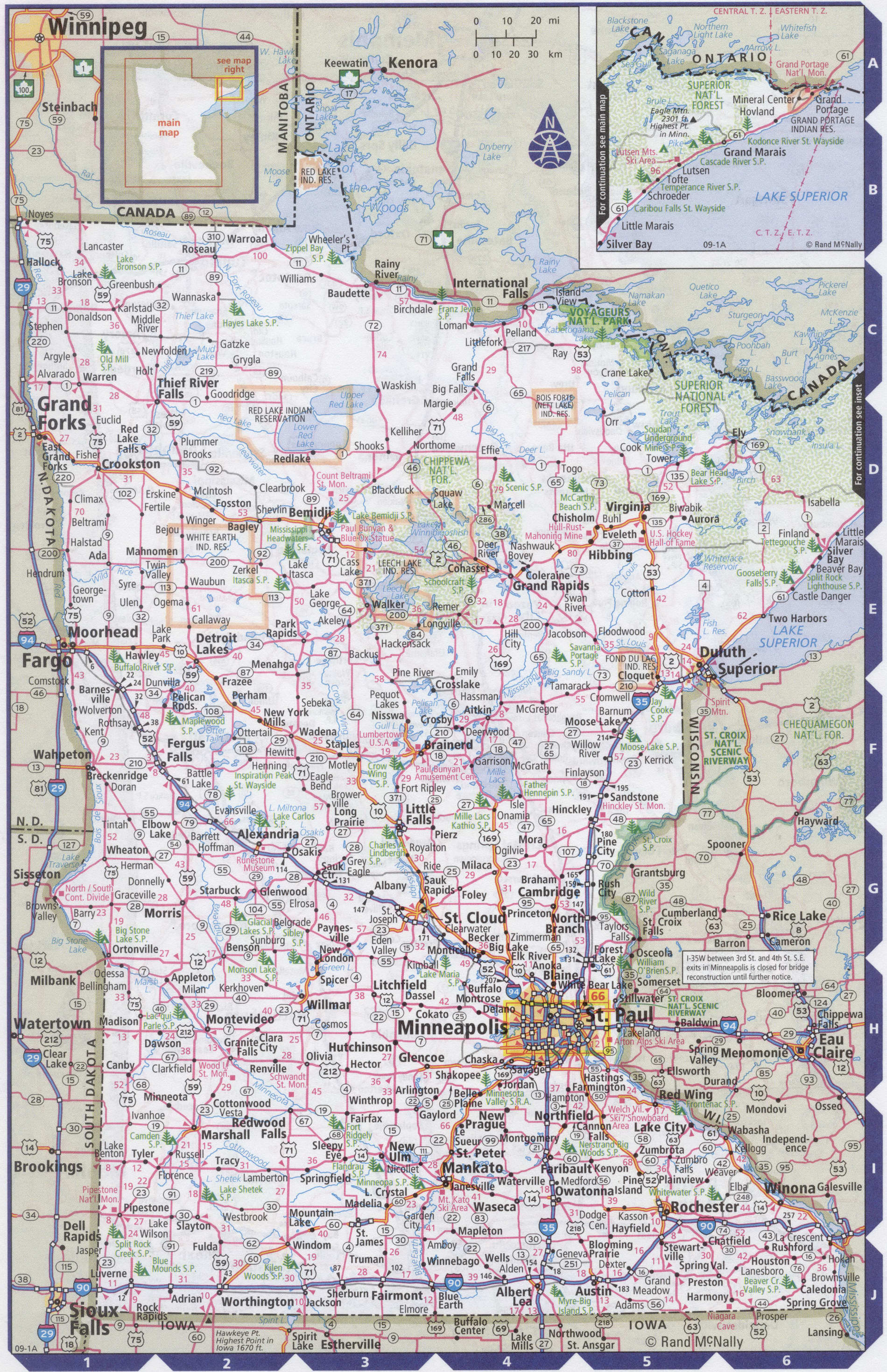 Roads map of Minnesota state