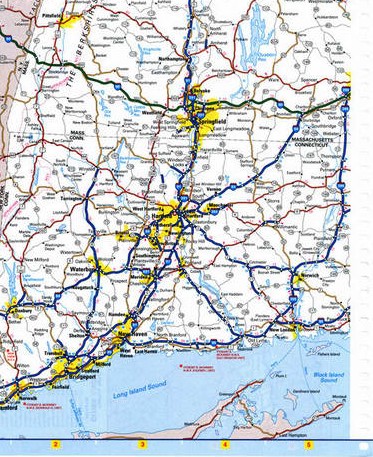 Map of Connecticut state - national parks, reserves, recreation areas