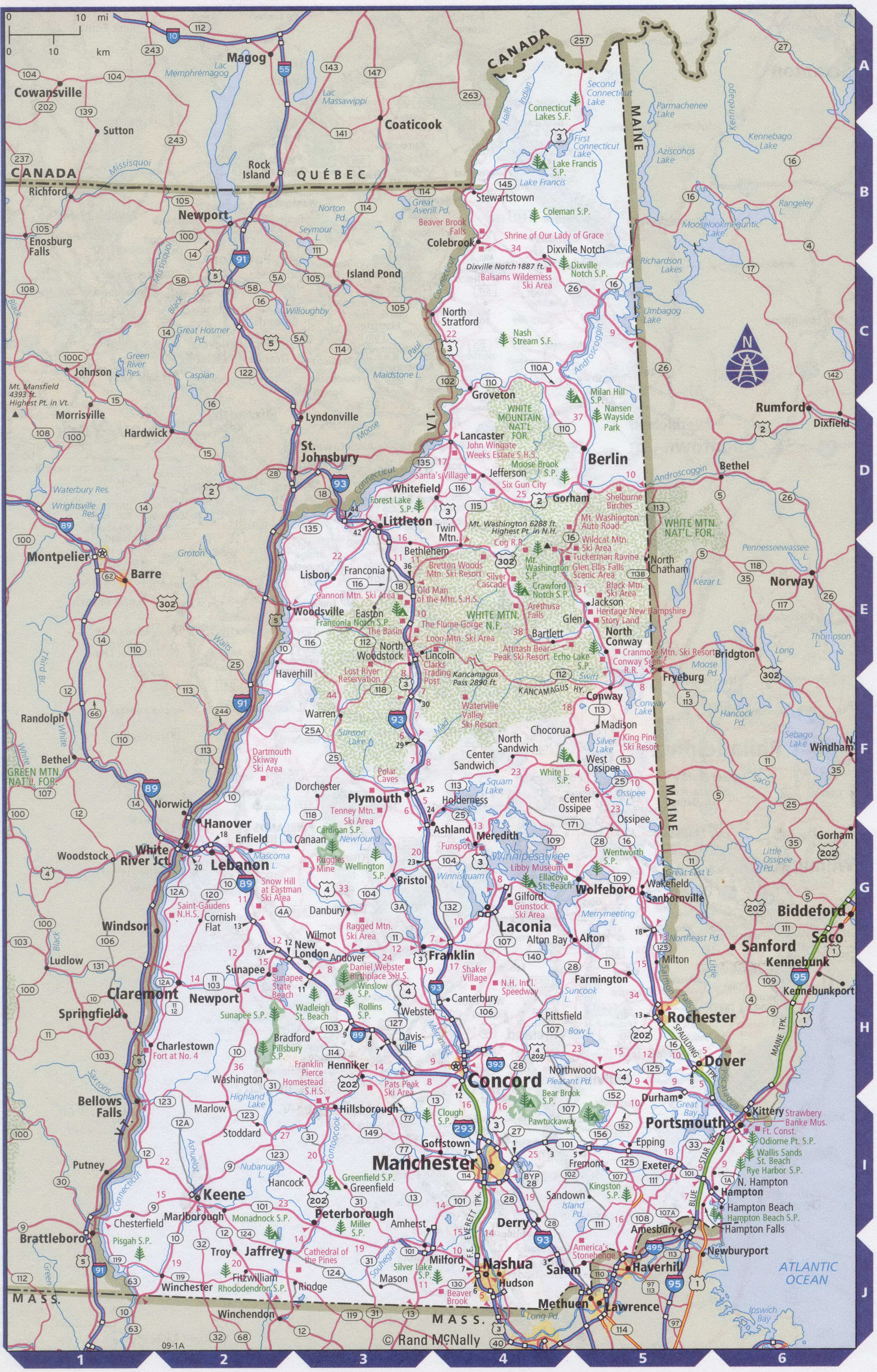 Roads map of New Hampshire state