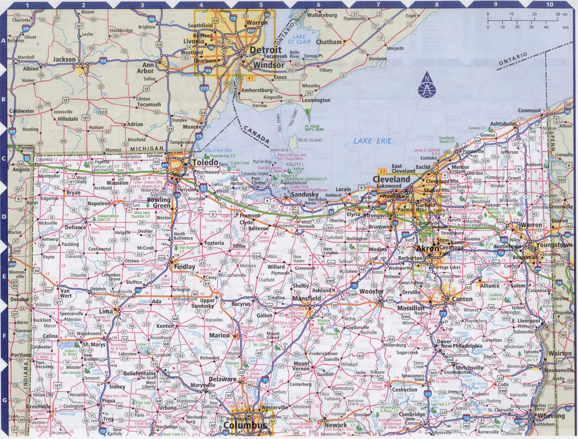 Roads map of Ohio state - North Ohio