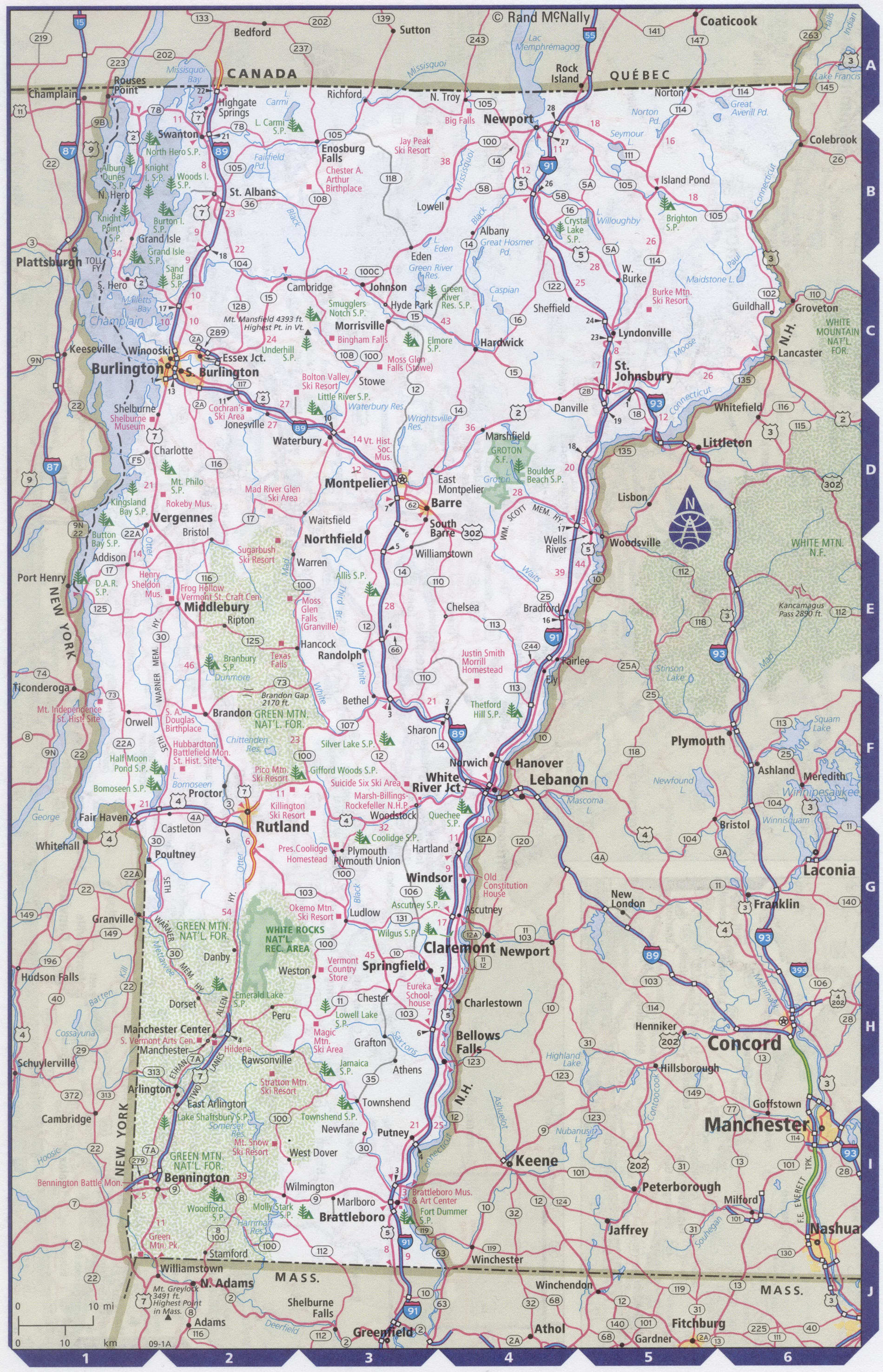 Roads map of Vermont state
