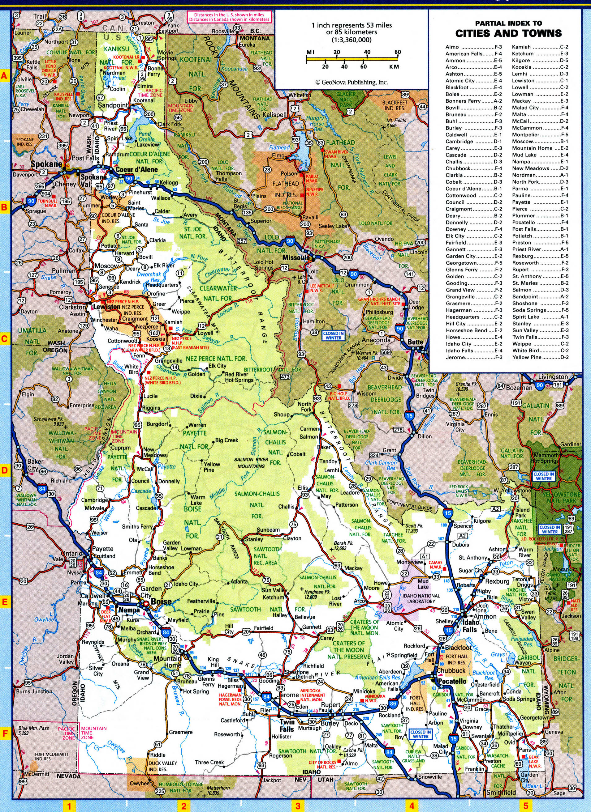 Idaho map with national parks