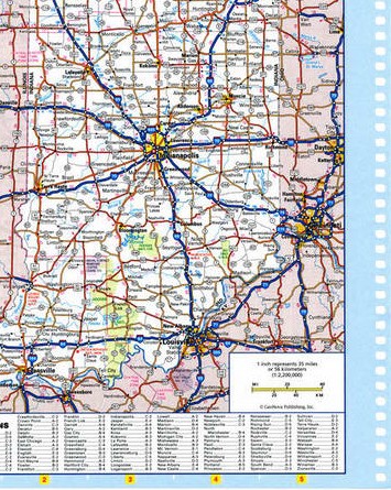 Map of Indiana state - national parks, reserves, recreation areas