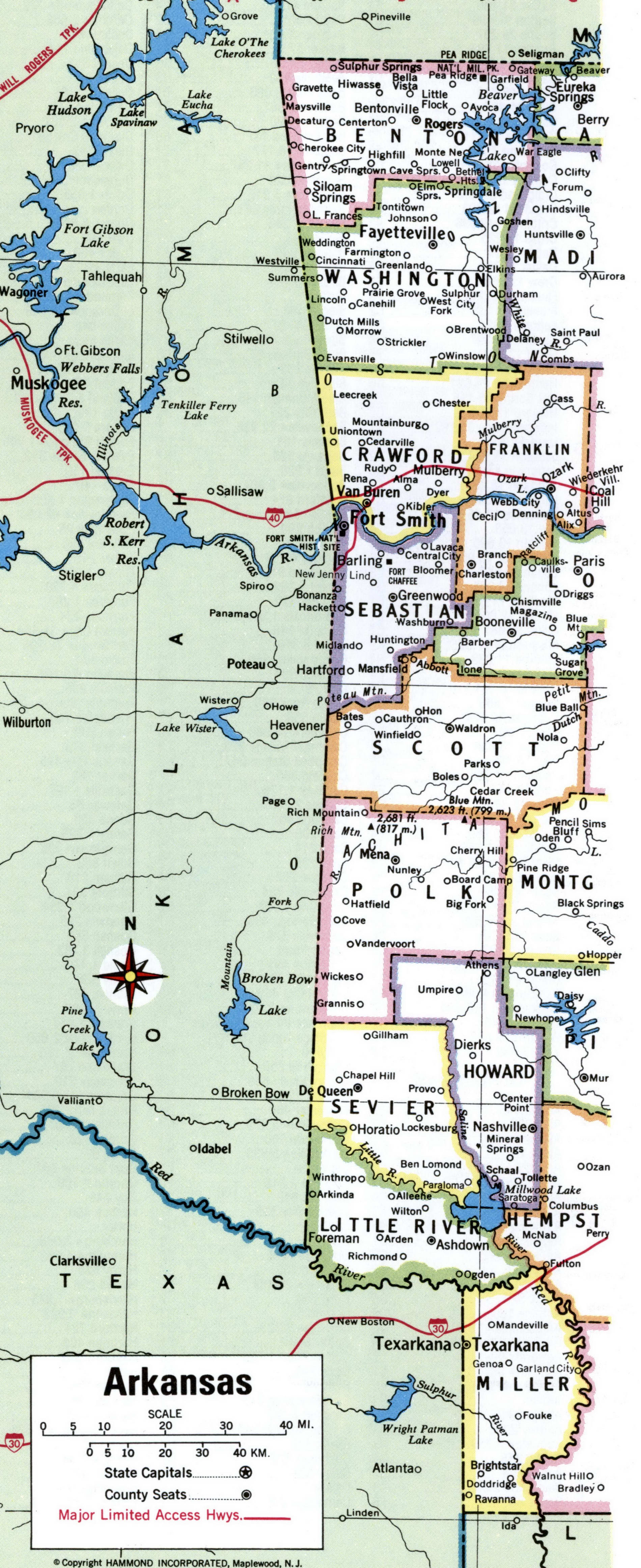 Arkansas western counties map