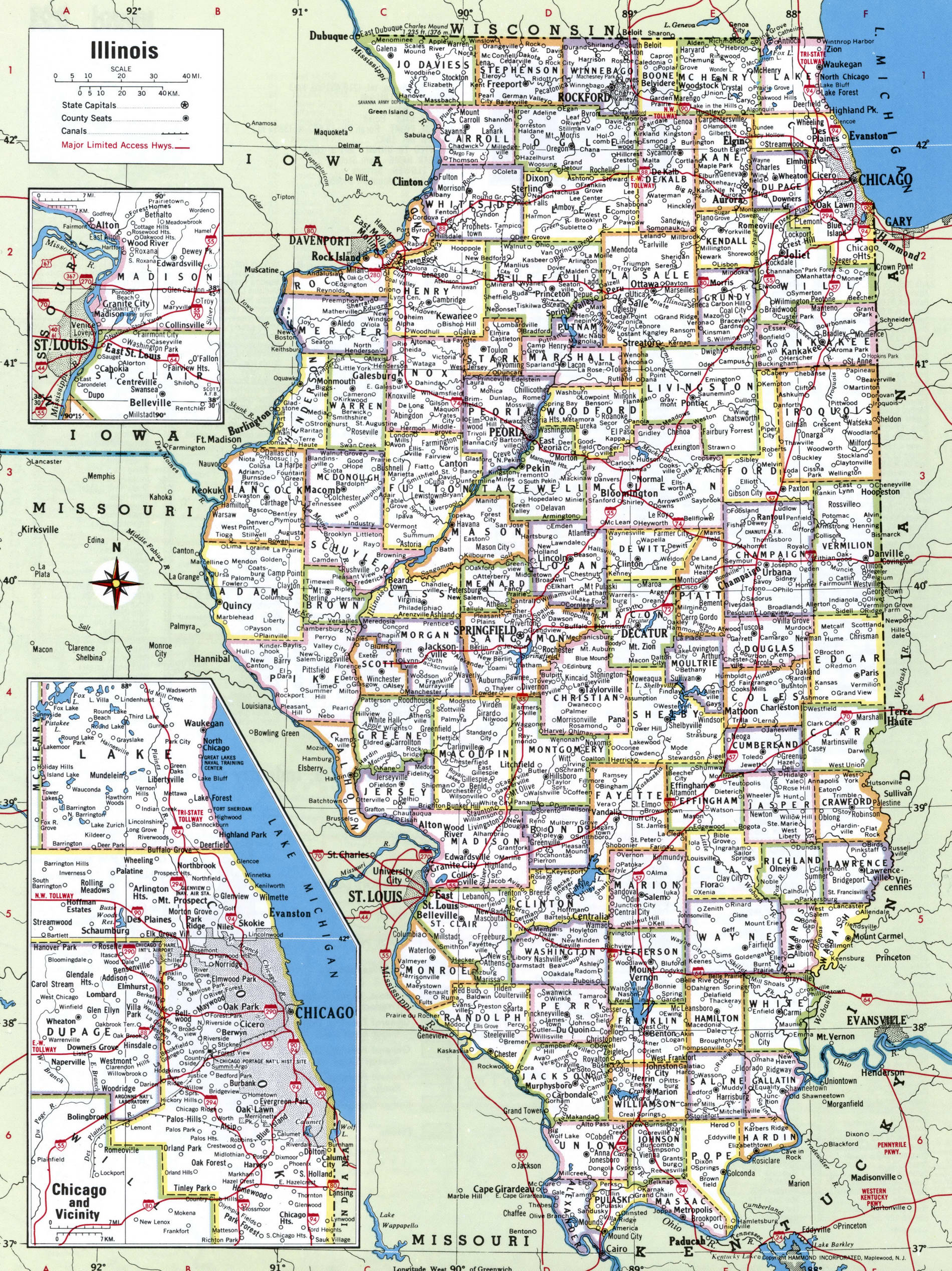 Illinois counties map
