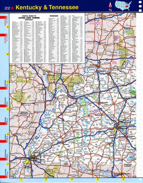 Map of Tennessee state - national parks, reserves, recreation areas