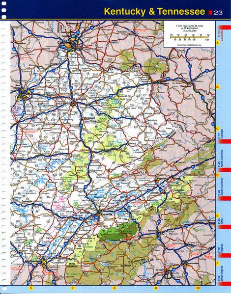 Map of Tennessee state - highways, national parks, reserves, recreation areas
