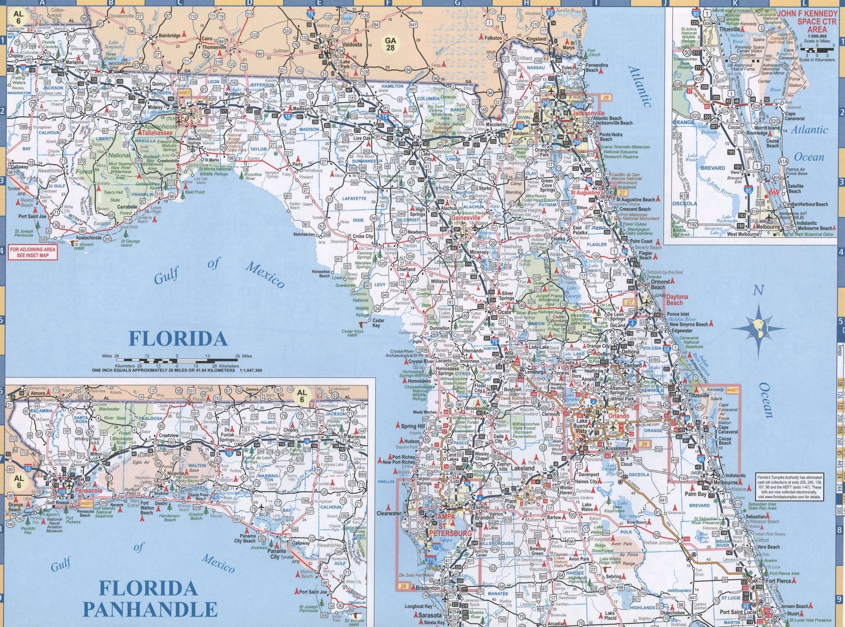 North Florida road map - Highways and roads USA